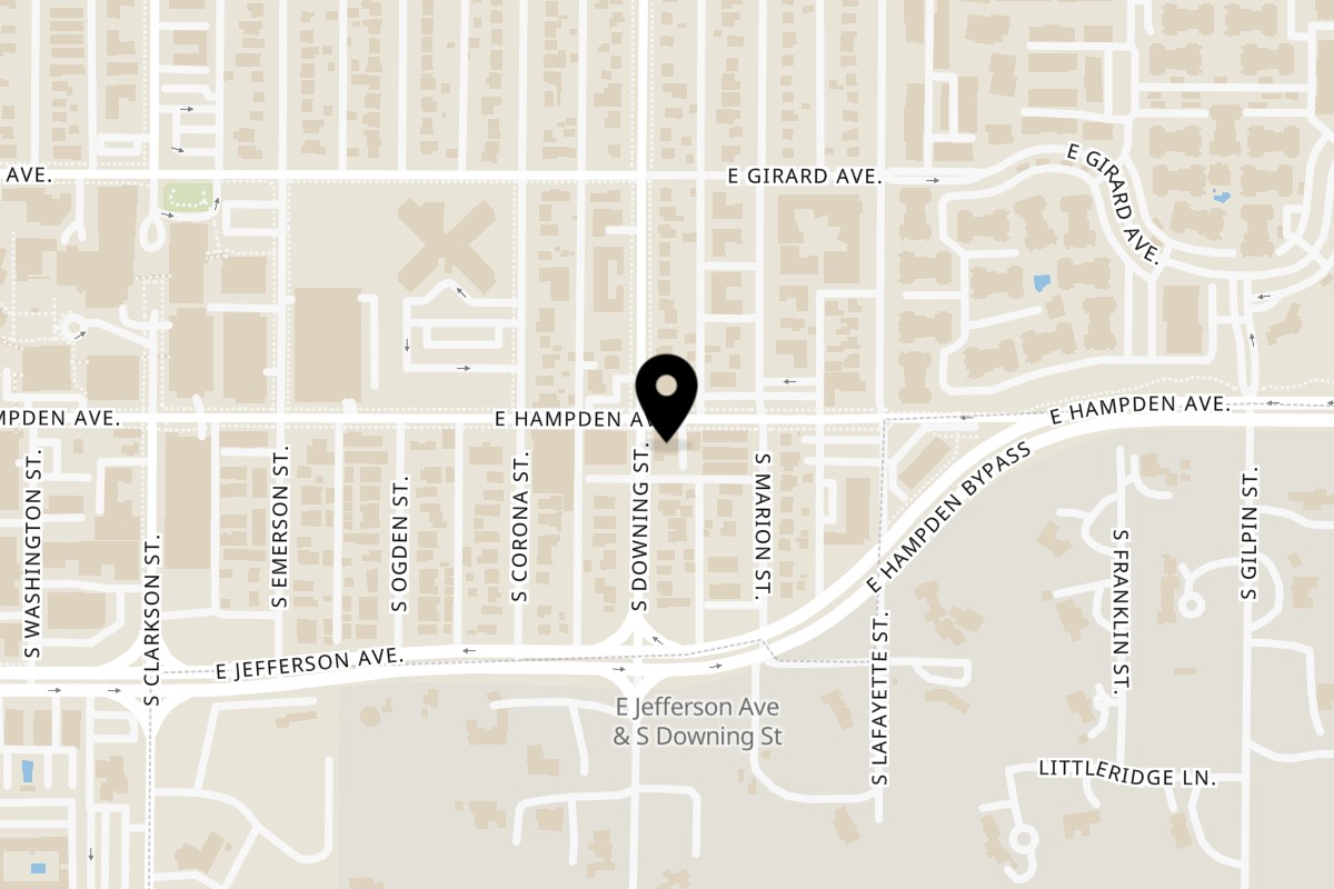 Map showing the location of Undici Ristorante on 1200 E Hampden Ave in Englewood